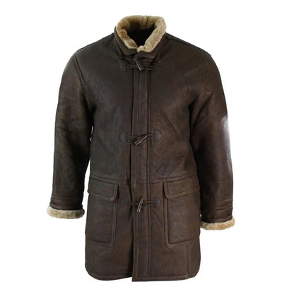 B3 Duffle Safari Premium Brown Leather Coat image 1