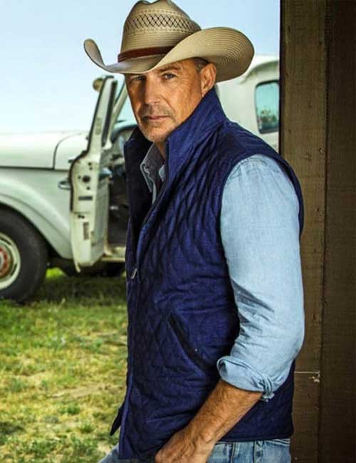 Yellowstone John Dutton Quilted Blue Vest image 0