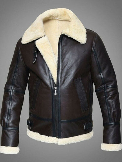 Mens RAF Sheepskin Leather Flying Jacket Dark Brown image 0