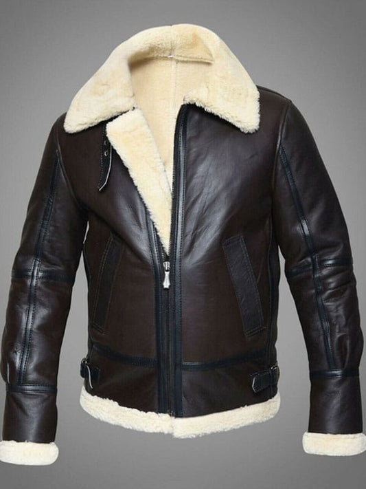 Mens RAF Sheepskin Leather Flying Jacket Dark Brown image 0