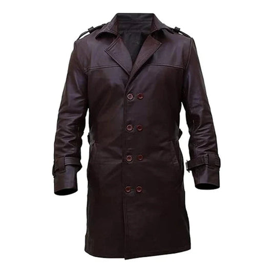 Watchmen Authentic Brown Leather Trench Coat image 0