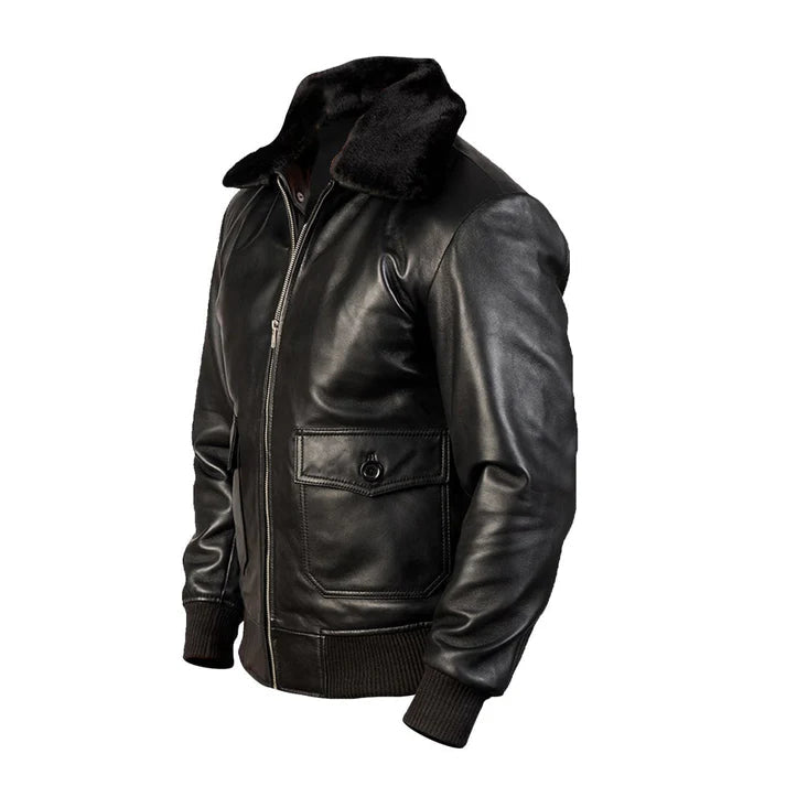 Men's G-1 Faux Shearling Bomber Leather Jacket image 1