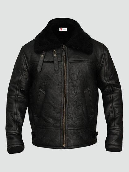 Mens Sheepskin Bomber Leather Jacket image 0