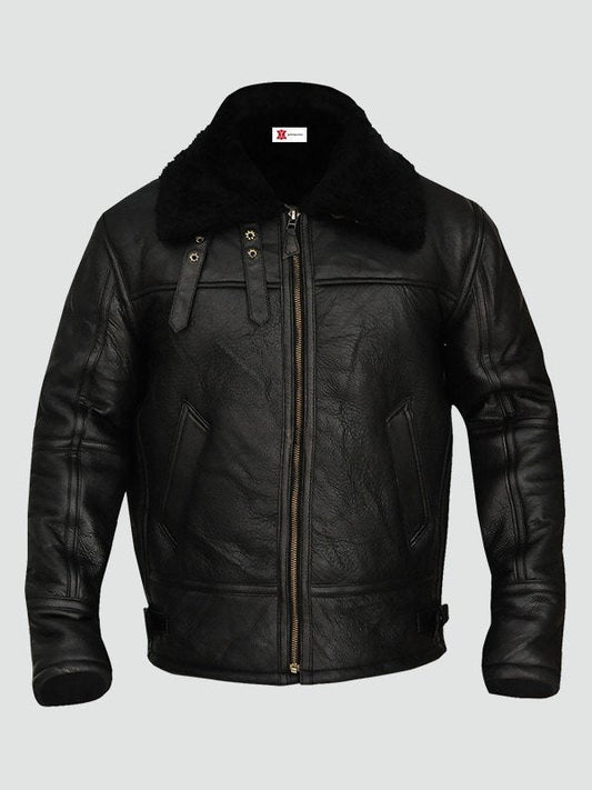 Mens Sheepskin Bomber Leather Jacket image 0