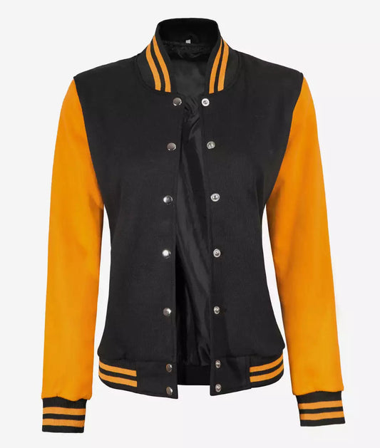 Women's Black and Yellow Letterman Jacket - Baseball Style image 0