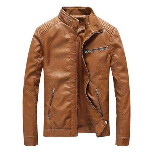 Men's Vendetta Brown Motorcycle Leather Jacket image 0