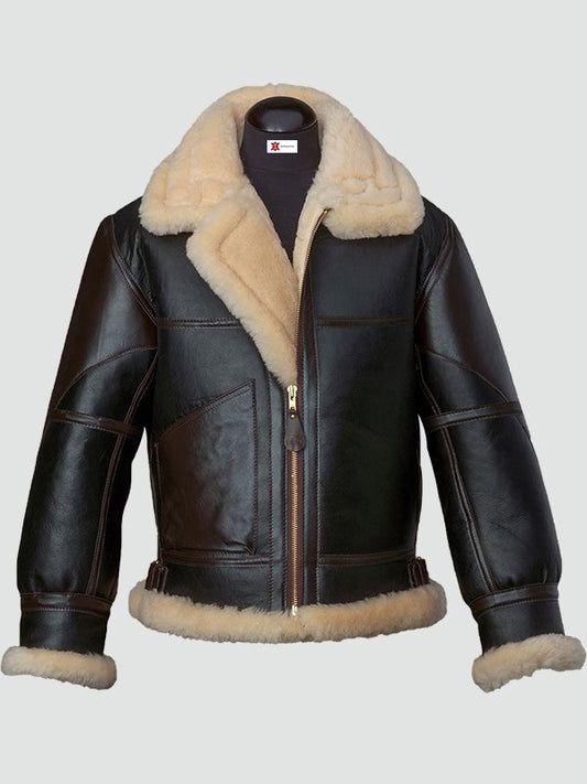 Mens Black Shearling B3 Flying Leather Jacket image 0
