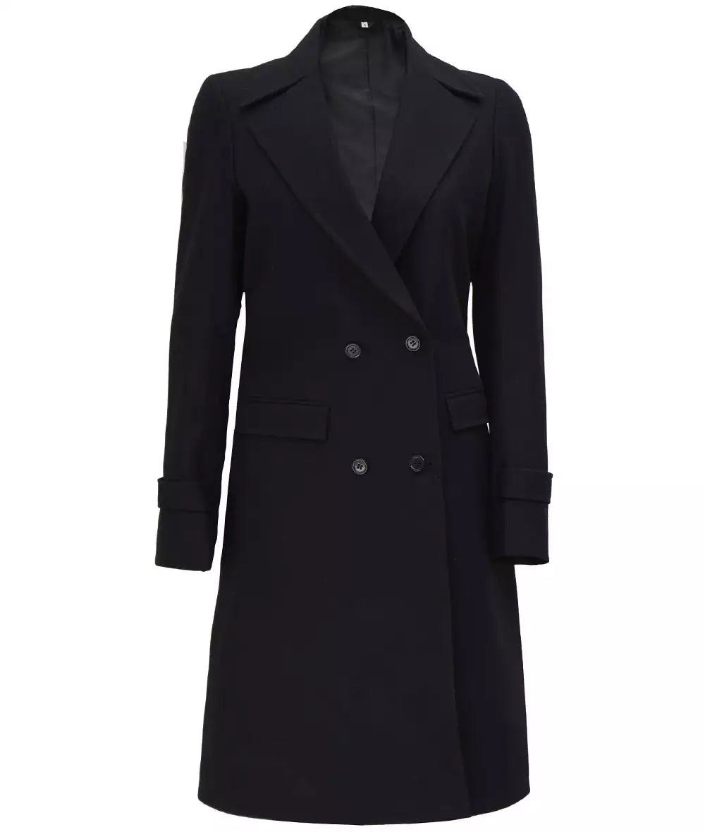 Stephany Women’s Black Double-Breasted Wool Coat image 0