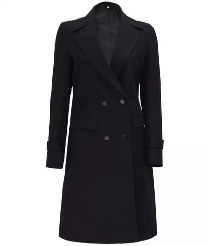 Stephany Women’s Black Double-Breasted Wool Coat image 0