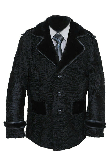 Black Real Persian fur coat jacket Black Mink Fur straps image 0