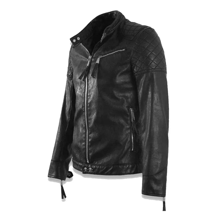 Men's Skull and Crossbones Leather Jacket image 1