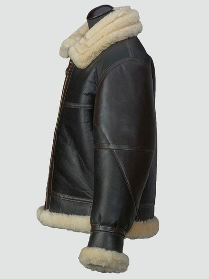 Mens Black Shearling B3 Flying Leather Jacket image 1