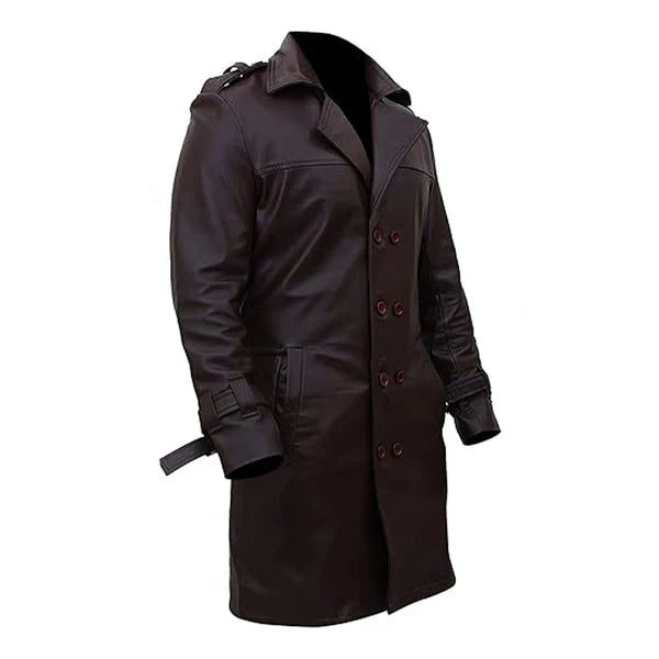 Watchmen Authentic Brown Leather Trench Coat image 1