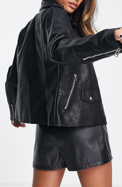 Women's Faux Leather Biker Jacket image 5