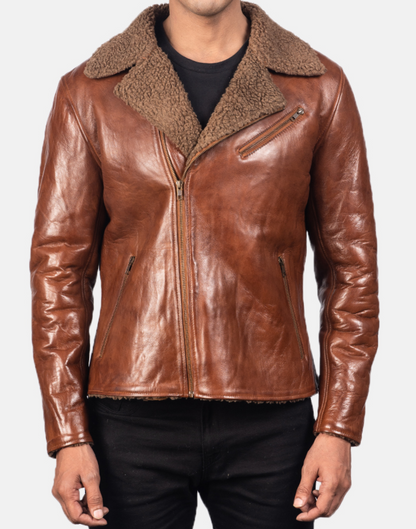 Alberto Brown Leather Shearling Jacket image 3