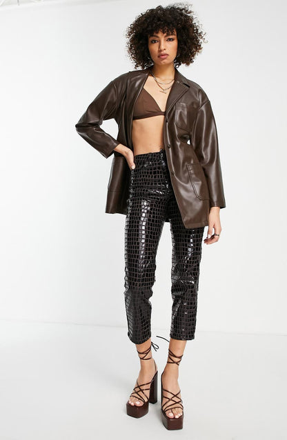 Belted Faux Leather Shirt Jacket image 0