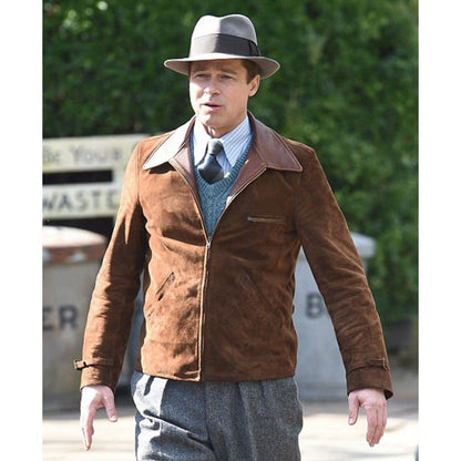 Allied Brad Pitt Max Vatan Leather Jacket image 3