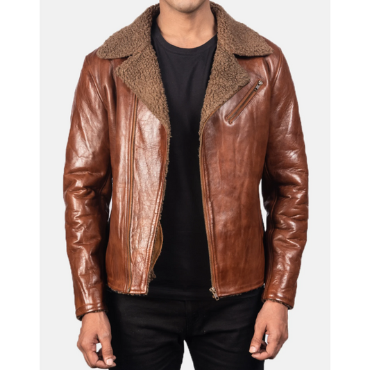 Alberto Brown Leather Shearling Jacket image 0