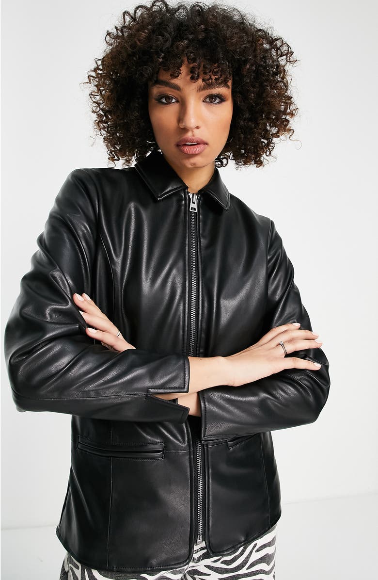90s Faux Leather Zip Jacket image 3