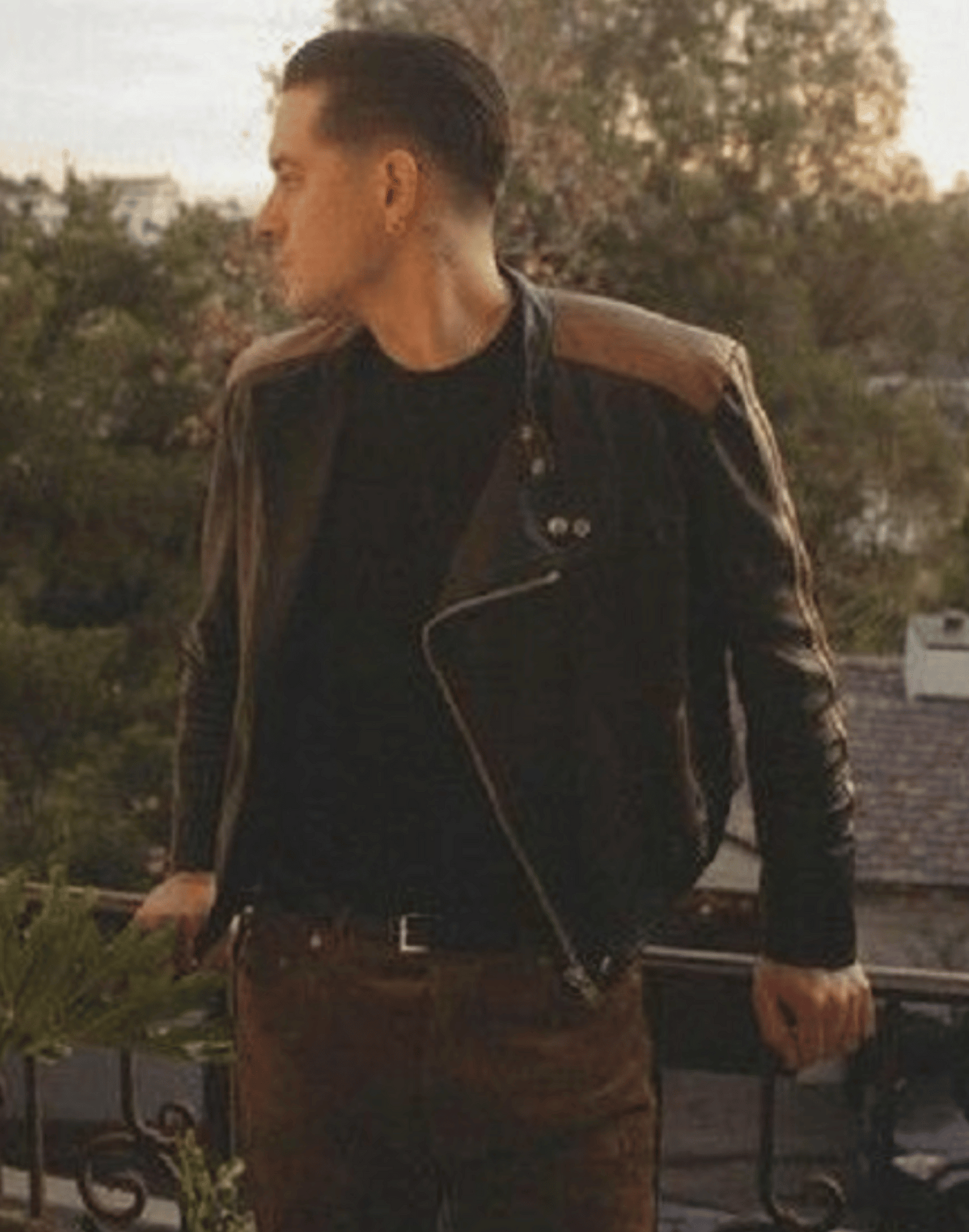 Black & Brown G-Eazy Biker Jacket image 2