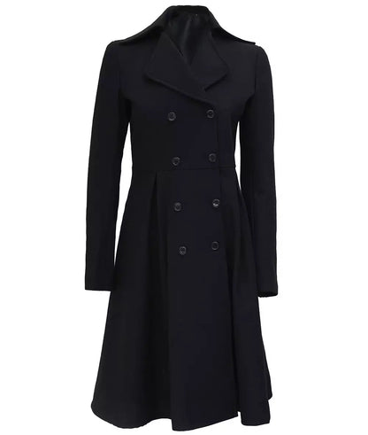 Carol Women's Black Double Breasted Wool Trench Coat image 0