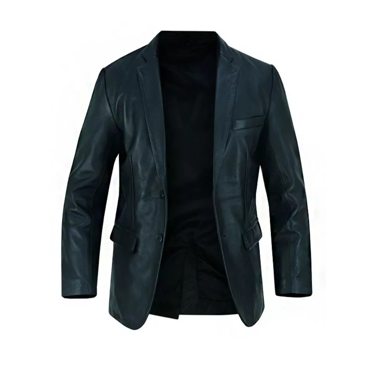 Mens Black Luxurious Leather Blazer image 1