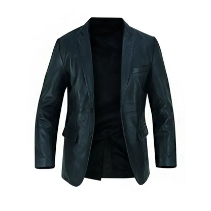 Mens Black Luxurious Leather Blazer image 1