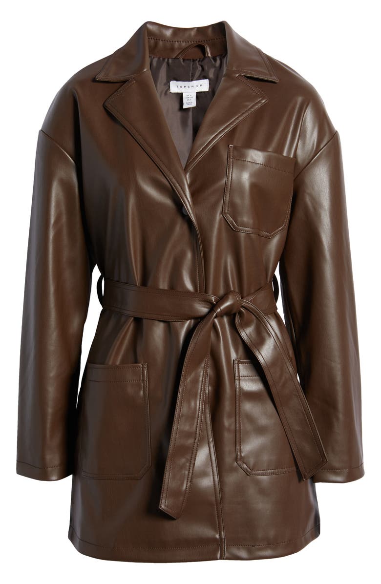 Belted Faux Leather Shirt Jacket image 4
