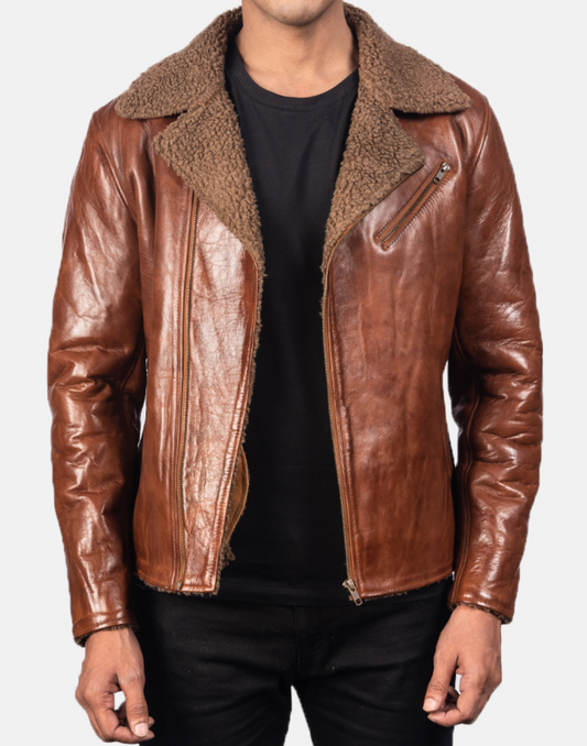 Alberto Brown Leather Shearling Jacket image 0