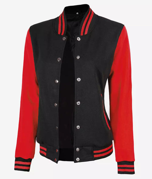 Women's Red and Black Varsity Jacket - Baseball Style image 0