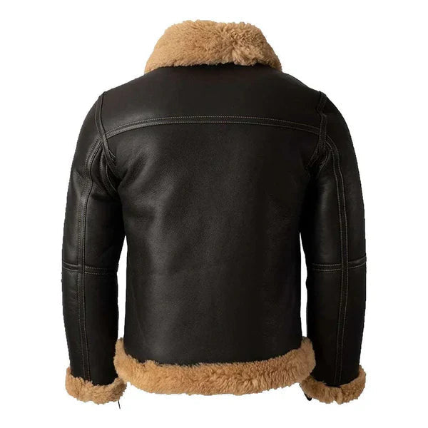 Men' 1940s B3 Bomber Battle Faux Shearling Leather Jacket image 1