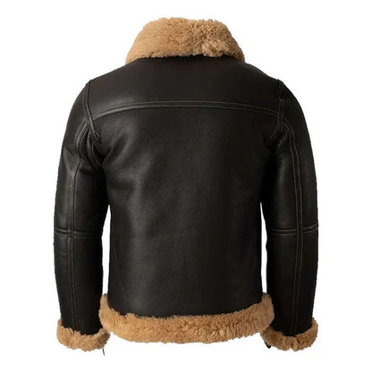 Men' 1940s B3 Bomber Battle Faux Shearling Leather Jacket image 1