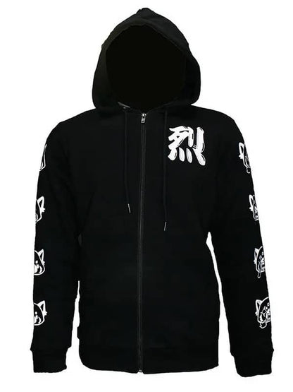 Aggretsuko Sleeve Faces Black Hoodie image 1