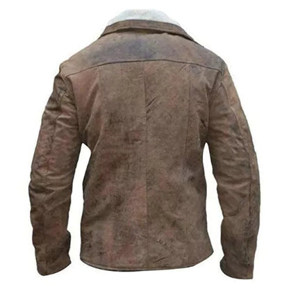 Wolfenstein 2 Distressed Genuine Leather Jacket Shearling image 1