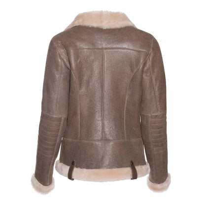 Women's Brown Spanish Merino Shearling Leather Jacket image 1
