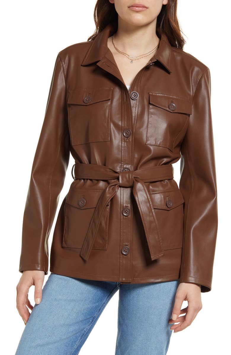 Belted Faux Leather Jacket image 4