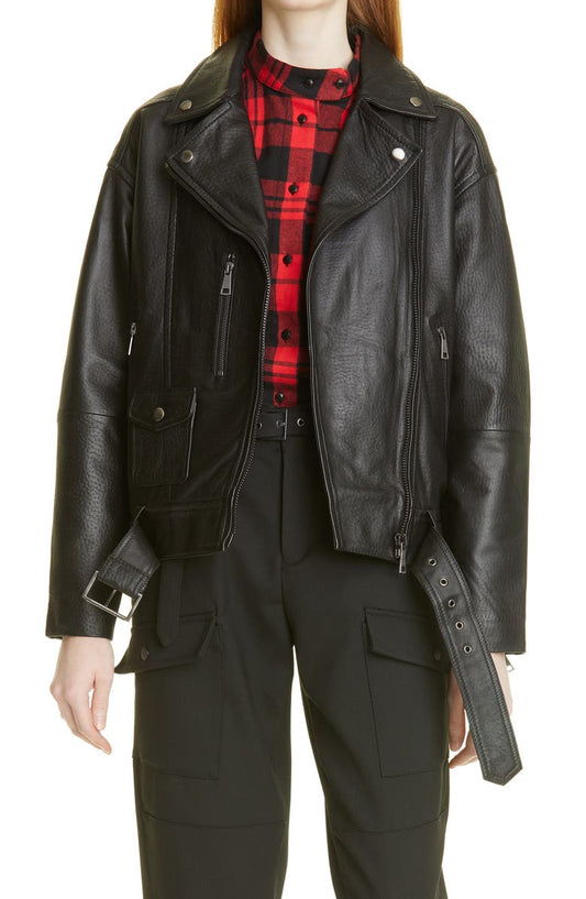 Tiano Oversize Leather Biker Jacket image 0