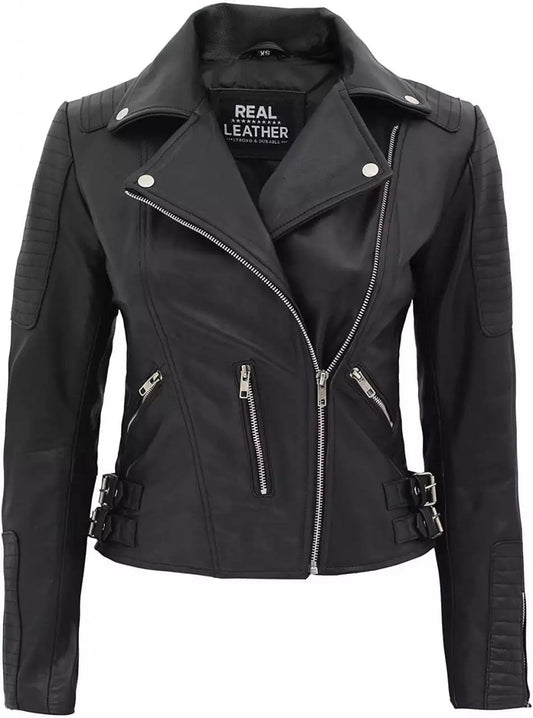 Women's Black Finest Moto Leather Jacket image 0