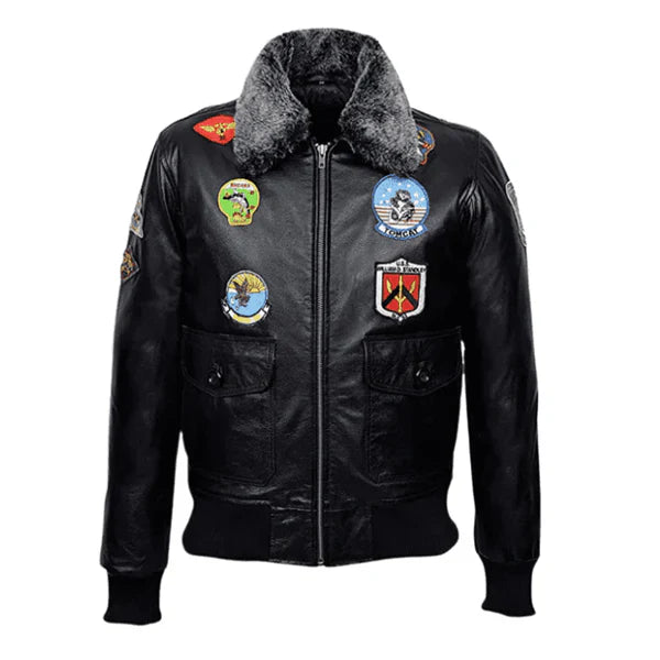 Men's A-1 Flight Faux Shearling Black Bomber Jacket image 0