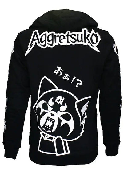 Aggretsuko Sleeve Faces Black Hoodie image 0