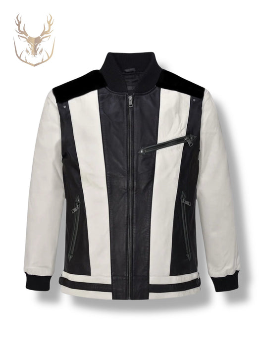 White N Black Bomber Jacket For Men.