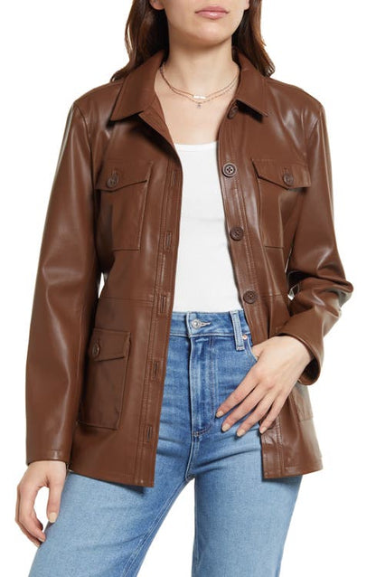 Belted Faux Leather Jacket image 0