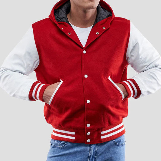 Men's Scarlet Wool Varsity Hoodie Jacket image 0
