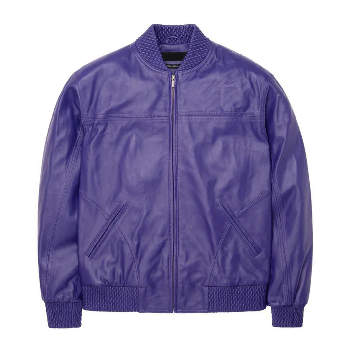 Men's Basic Purple Leather jacket image 0