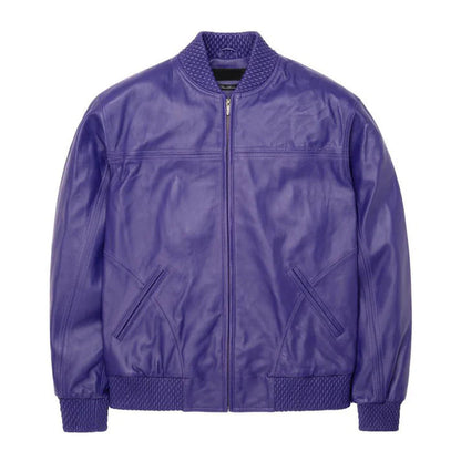 Men's Basic Purple Leather jacket image 0
