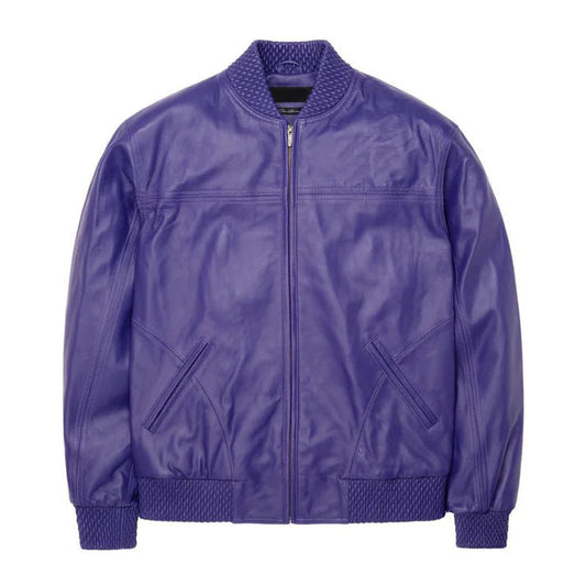 Men's Basic Purple Leather jacket image 0