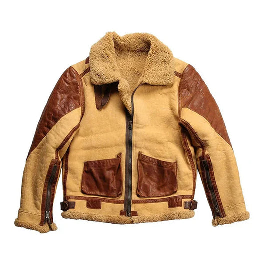 Men's B3 Retro Casual Faux Shearling Bomber Leather Jacket image 0