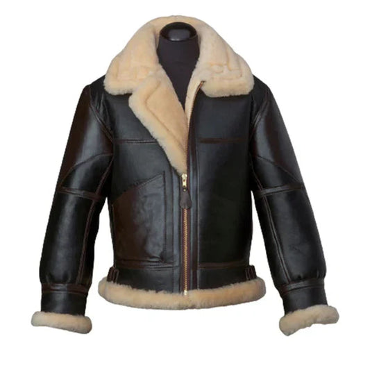 Men's B3 Flying Aviator Faux Shearling Lamb Fur Leather Jacket image 1