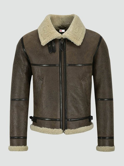 Mens Air Force Shearling Brown Leather Jacket image 0