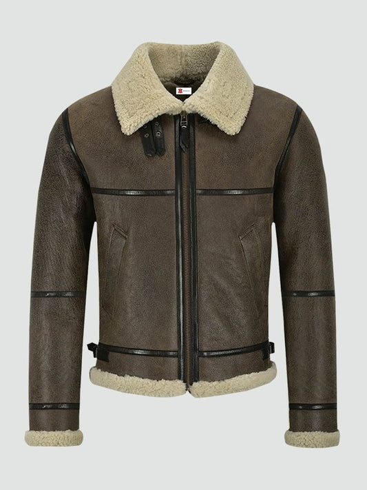 Mens Air Force Shearling Brown Leather Jacket image 0